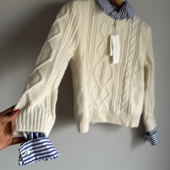 NEW Veronica Beard Surrey Cable Knit Pullover Sweater Cream - Picture 7 of 17